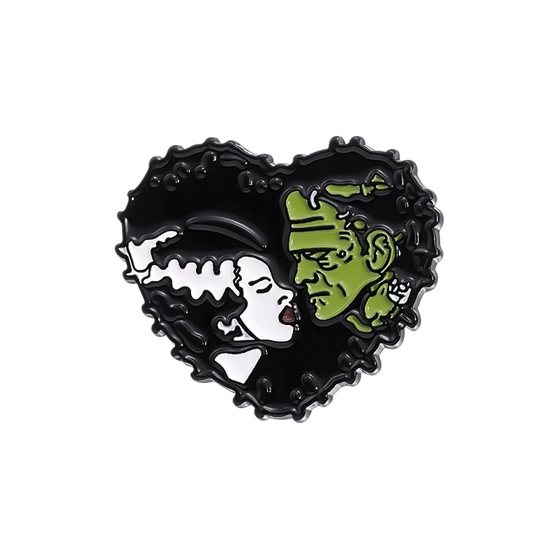 Ghoulish Love - Bride & Frankenstein Enamel Pins