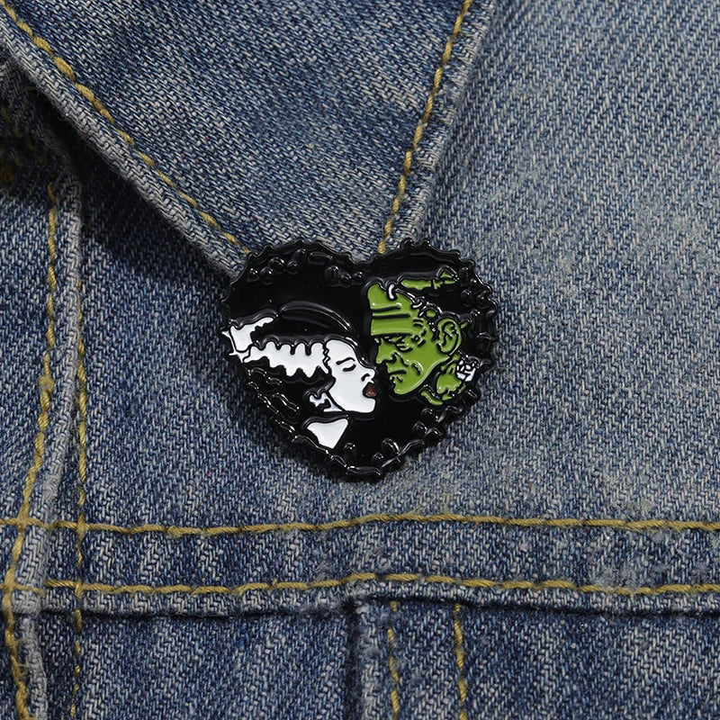 Ghoulish Love - Bride & Frankenstein Enamel Pins