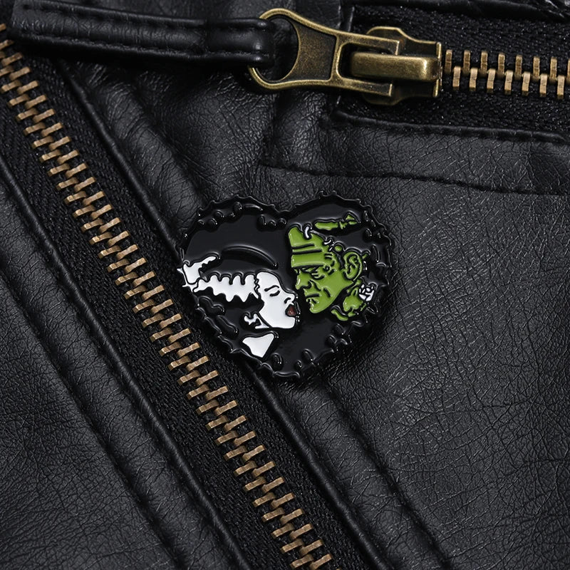 Ghoulish Love - Bride & Frankenstein Enamel Pins