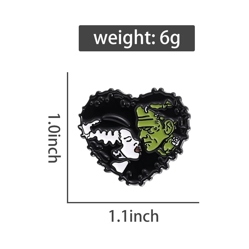 Ghoulish Love - Bride & Frankenstein Enamel Pins