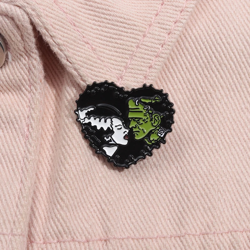 Ghoulish Love - Bride & Frankenstein Enamel Pins